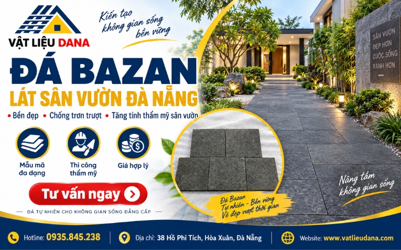 Banner đá bazan lát sân vườn Đà Nẵng