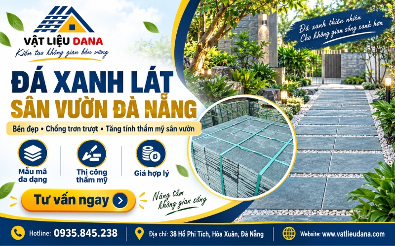 Banner đá xanh lát sân vườn Đà Nẵng